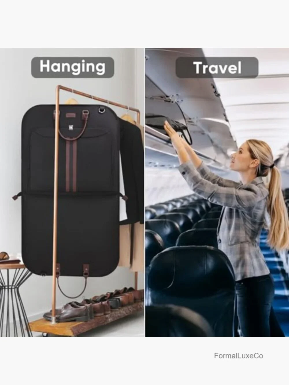 Travel Garment Bag, 42 inch Suit Bag Waterproof Carry On for Hanging Clothes,